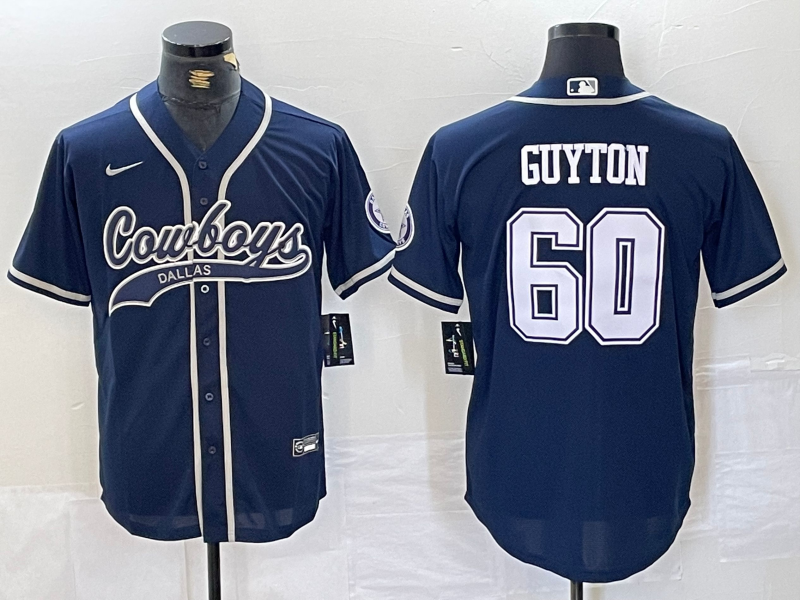 Men's Dallas Cowboys Tyler Guyton #60 Navy Jersey